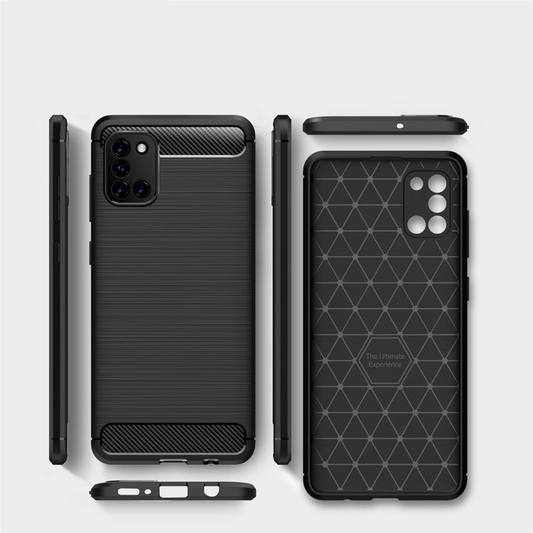 For Galaxy A31 Brushed Texture Carbon Fiber TPU Case