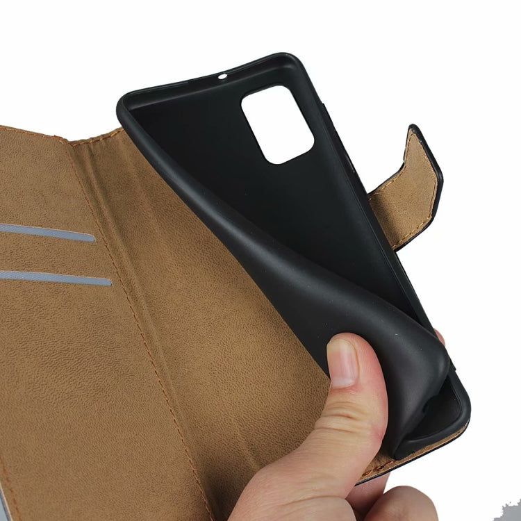 For Galaxy A41 Leather Horizontal Flip Holster With Magnetic Clasp and Bracket and Card Slot and Wallet
