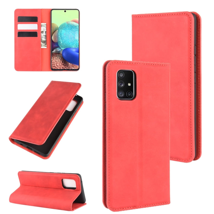 For Galaxy A71 5G Retro-skin Business Magnetic Suction Leather Case with Holder & Card Slots & Wallet