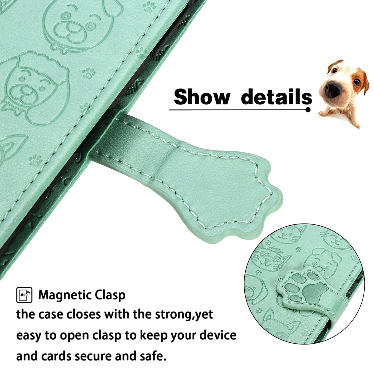 For Galaxy A31 Cute Cat and Dog Embossed Horizontal Flip Leather Case with Bracket / Card Slot / Wallet / Lanyard