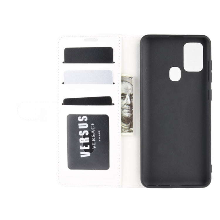 For Galaxy A21s R64 Texture Single Horizontal Flip Protective Case with Holder & Card Slots & Wallet& Photo Frame
