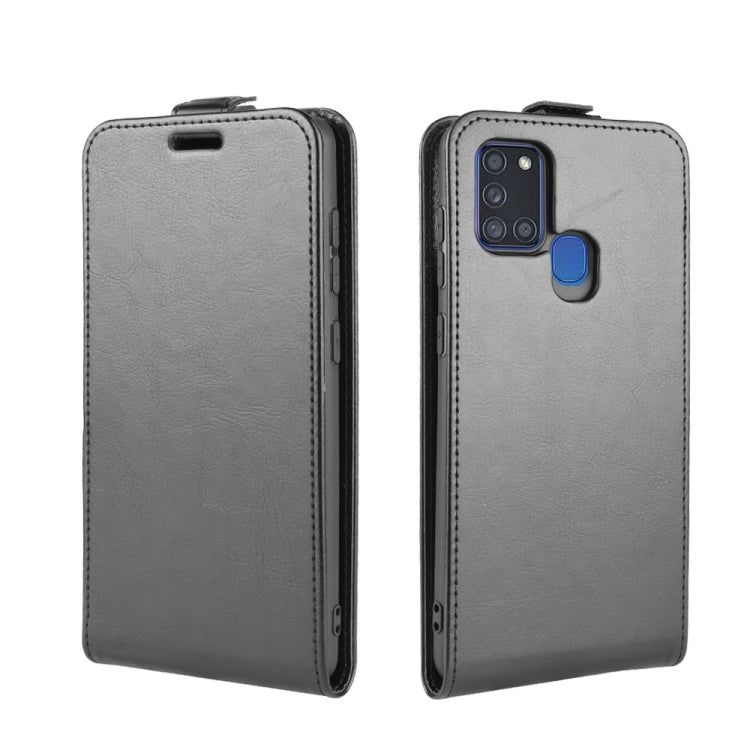 For Galaxy A21S R64 Texture Single Vertical Flip Leather Protective Case with Card Slots & Photo Frame