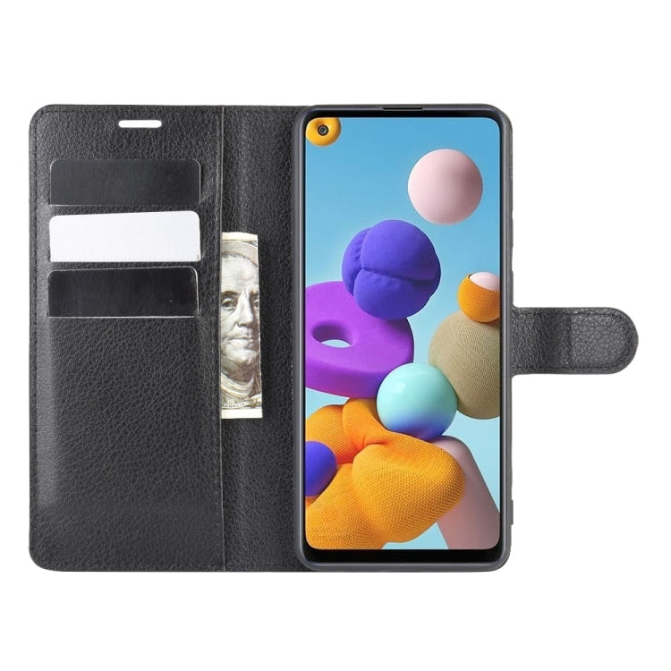 For Galaxy A21S Litchi Texture Horizontal Flip Protective Case with Holder & Card Slots & Wallet
