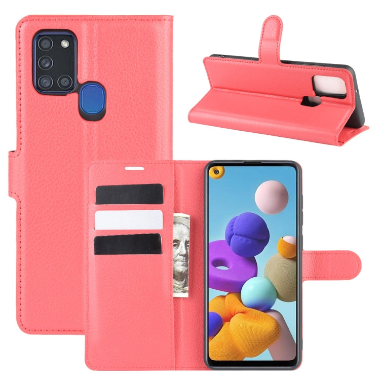 For Galaxy A21S Litchi Texture Horizontal Flip Protective Case with Holder & Card Slots & Wallet
