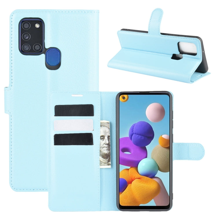 For Galaxy A21S Litchi Texture Horizontal Flip Protective Case with Holder & Card Slots & Wallet