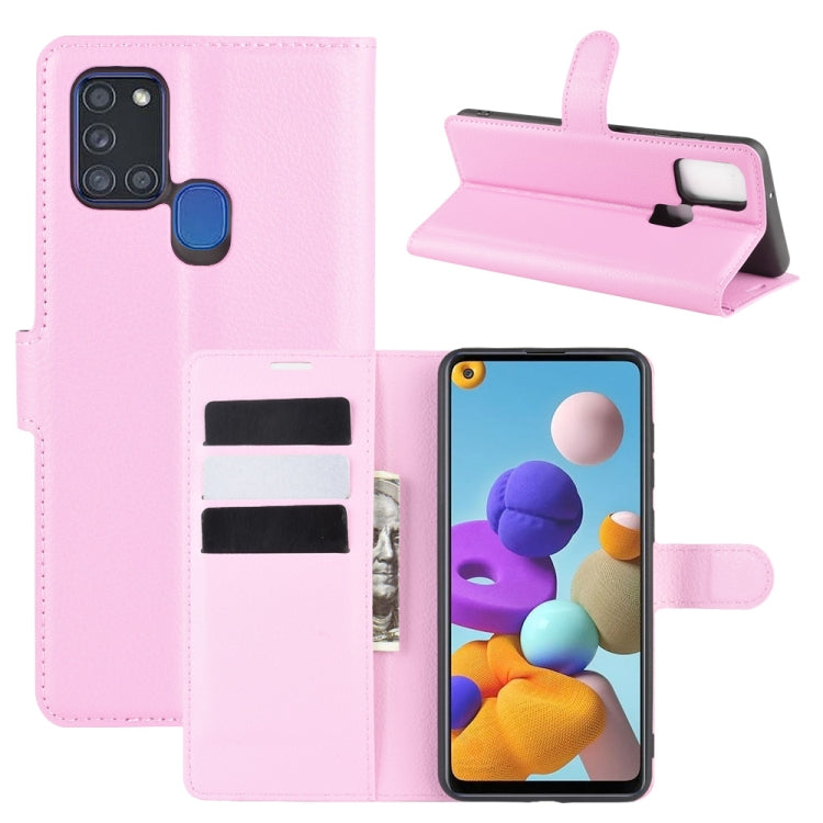 For Galaxy A21S Litchi Texture Horizontal Flip Protective Case with Holder & Card Slots & Wallet