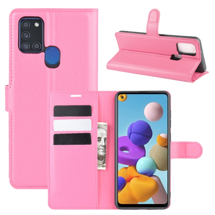 For Galaxy A21S Litchi Texture Horizontal Flip Protective Case with Holder & Card Slots & Wallet