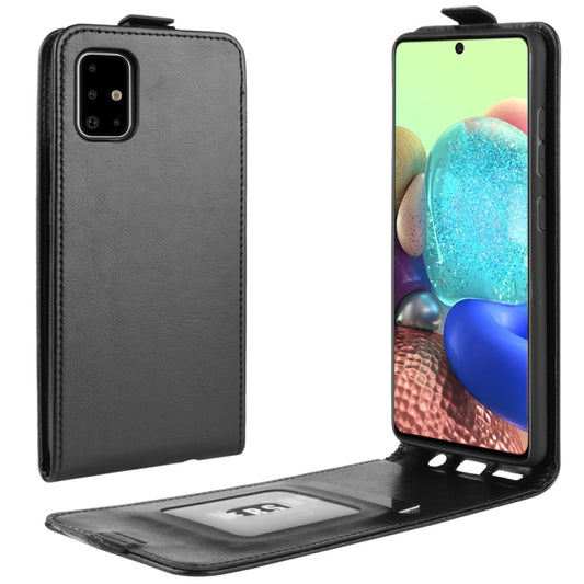 For Galaxy A71 5G R64 Texture Single Vertical Flip Leather Protective Case with Card Slots & Photo Frame