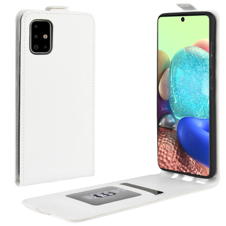 For Galaxy A71 5G R64 Texture Single Vertical Flip Leather Protective Case with Card Slots & Photo Frame