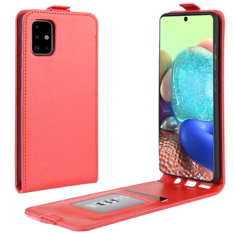 For Galaxy A71 5G R64 Texture Single Vertical Flip Leather Protective Case with Card Slots & Photo Frame