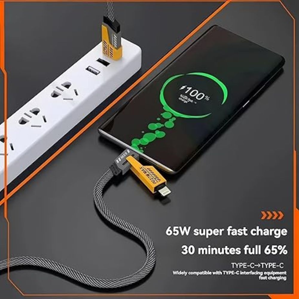 4 in 1 Fast Charger Cable With Multi Port 65W