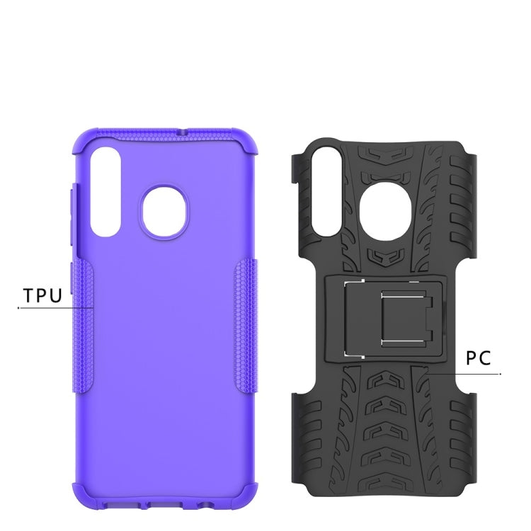 Tire Texture TPU+PC Shockproof Phone Case for Galaxy A50 / A20 / A30, with Holder, For Galaxy A50