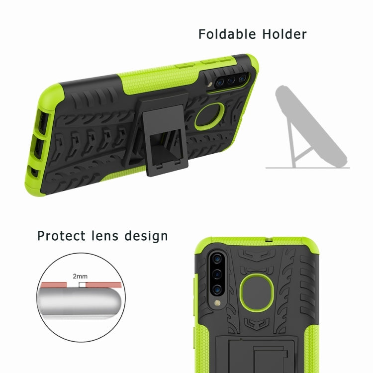 Tire Texture TPU+PC Shockproof Phone Case for Galaxy A50 / A20 / A30, with Holder, For Galaxy A50