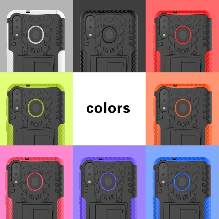 Tire Texture TPU+PC Shockproof Case for Galaxy M20, with Holder, For Galaxy M20