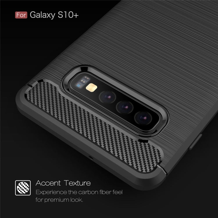 Brushed Texture Carbon Fiber TPU Case for Galaxy S10+, For Galaxy S10+ (Black), For Galaxy S10+, For Samsung Galaxy S10+, Galaxy S10+