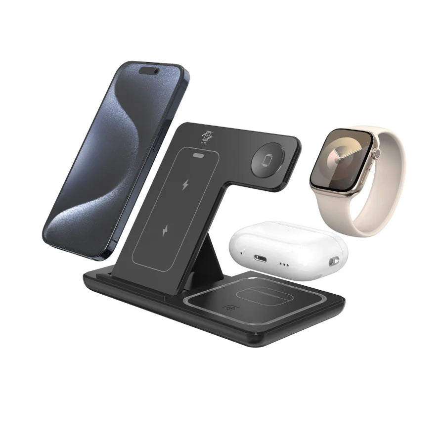 3-in-1 Magnetic Wireless Charger Stand,Foldable Wireless Charger,Multiple Device Charger for iPhone 16 15 14 13 12 Series